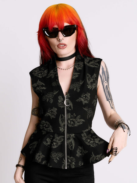Decayed Forest Peplum Top | Custom Print Double Knit Ponte