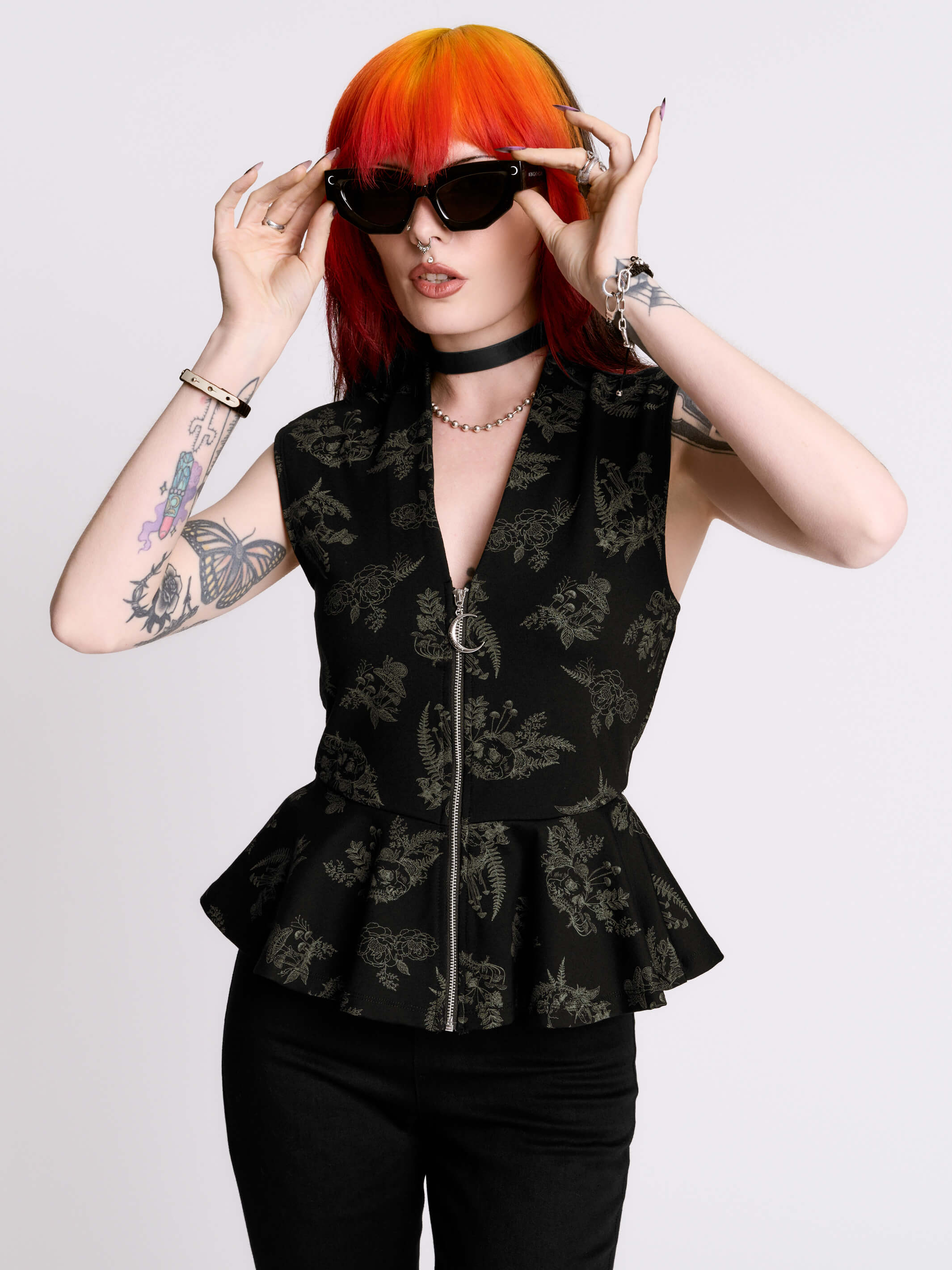 Decayed Forest Peplum Top | Custom Print Double Knit Ponte