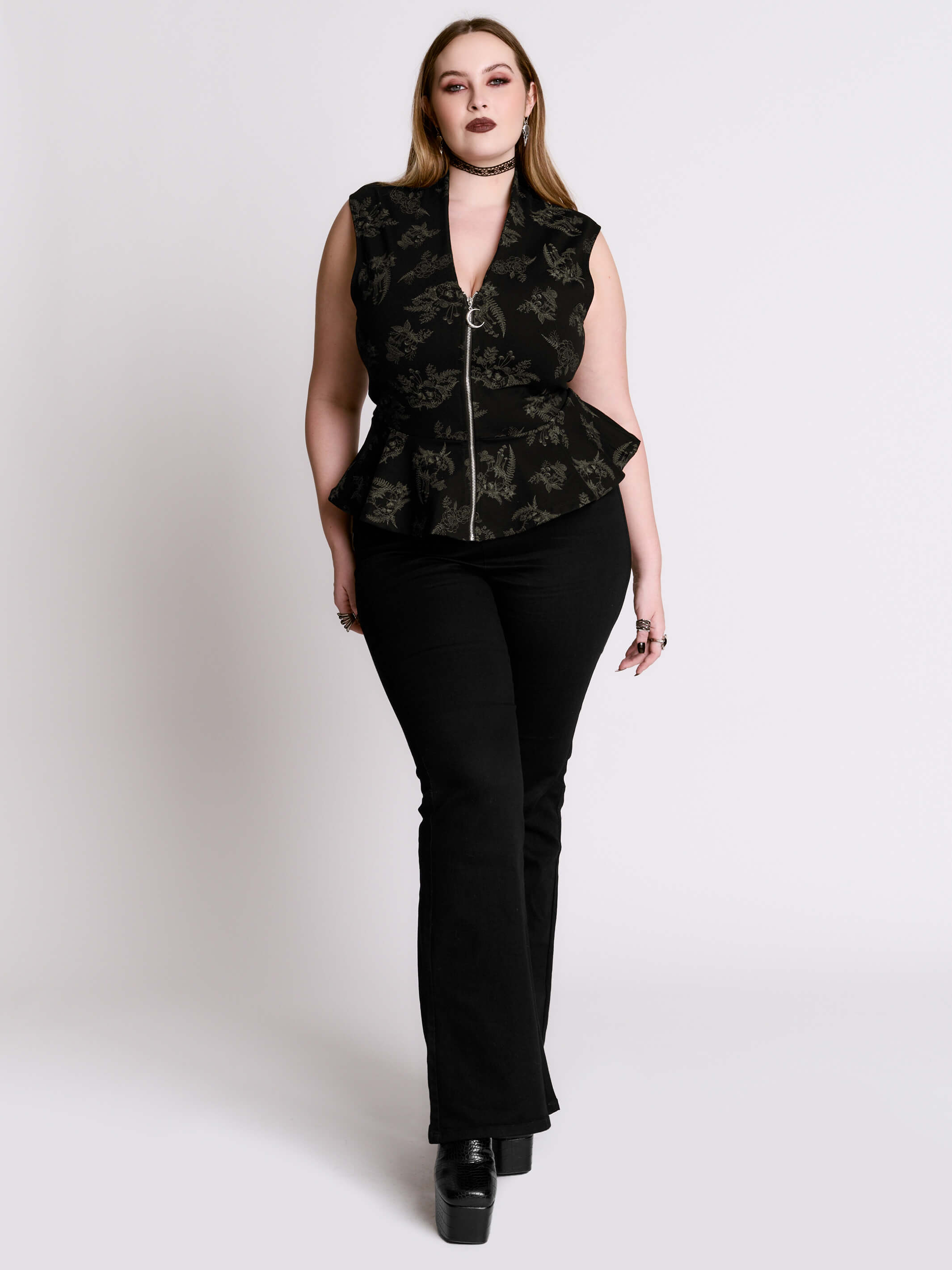 Decayed Forest Peplum Top – Midnight Hour