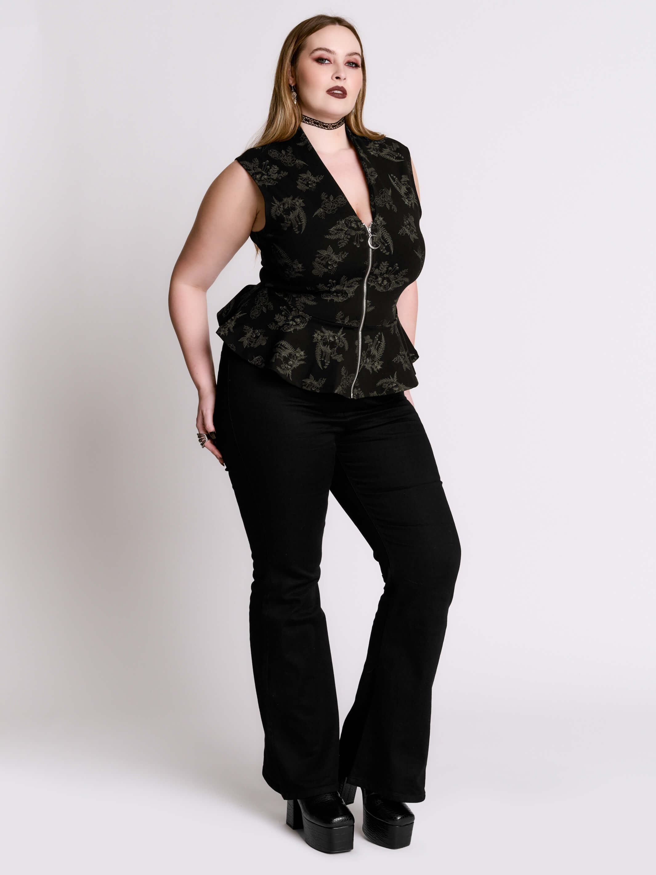 Decayed Forest Peplum Top – Midnight Hour
