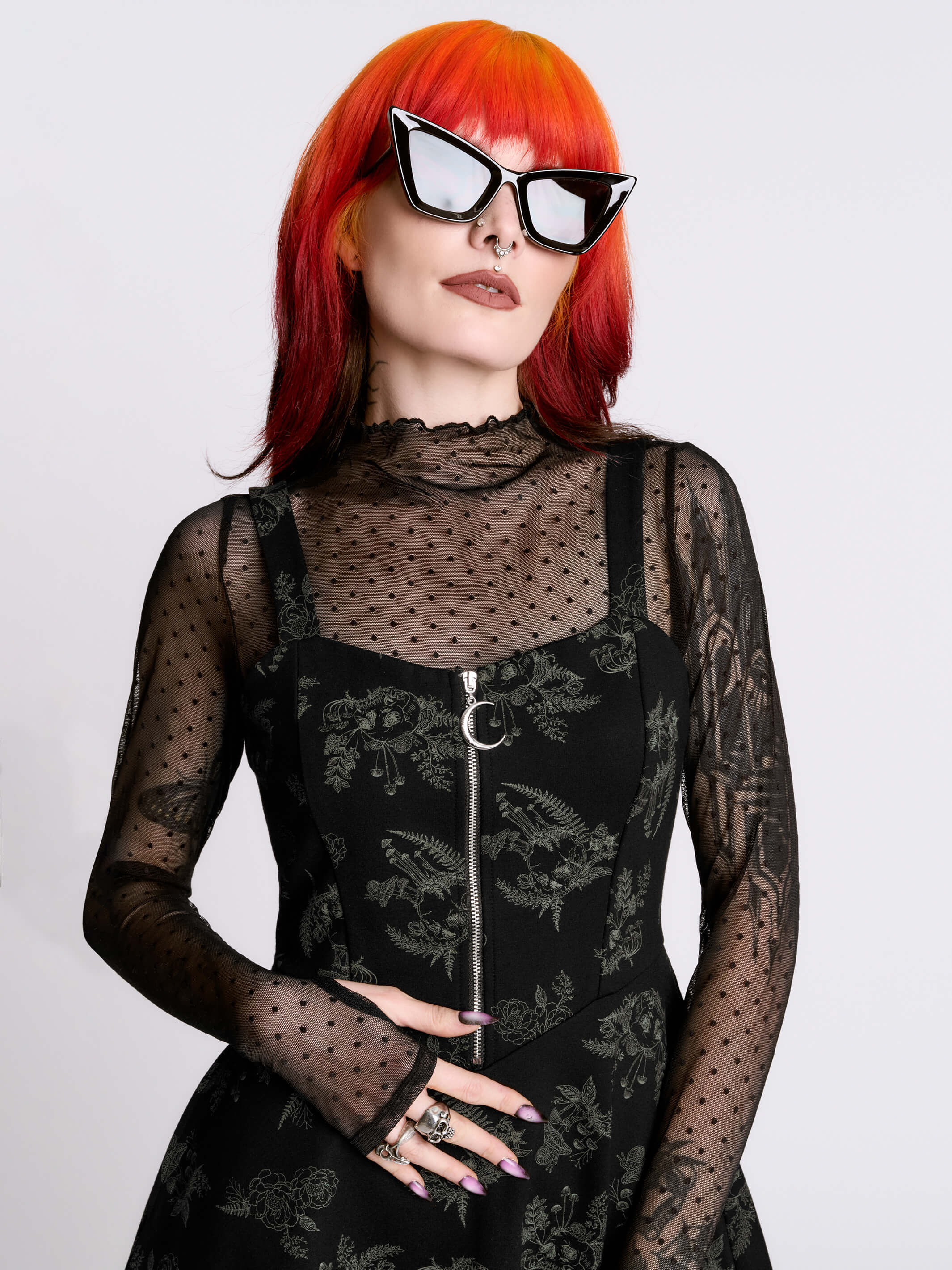 Decayed Forest Zipper Dress | Ponte Print Mini Dress – Midnight Hour