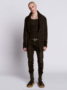 distressed rib cardigan