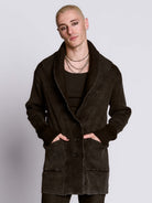 DISTRESSED RIB CARDIGAN
