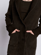 distressed rib cardigan