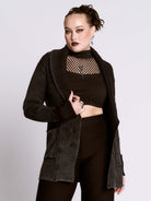 DISTRESSED RIB CARDIGAN