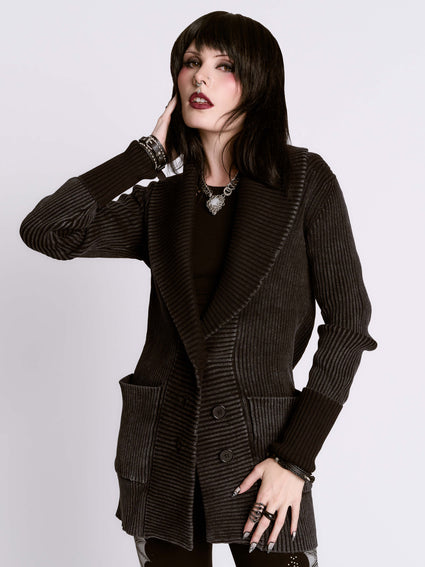 Distressed Rib Cardigan