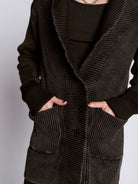 DISTRESSED RIB CARDIGAN
