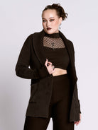 distressed rib cardigan