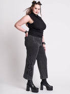 EMBROIDERED DISTRESSED DENIM