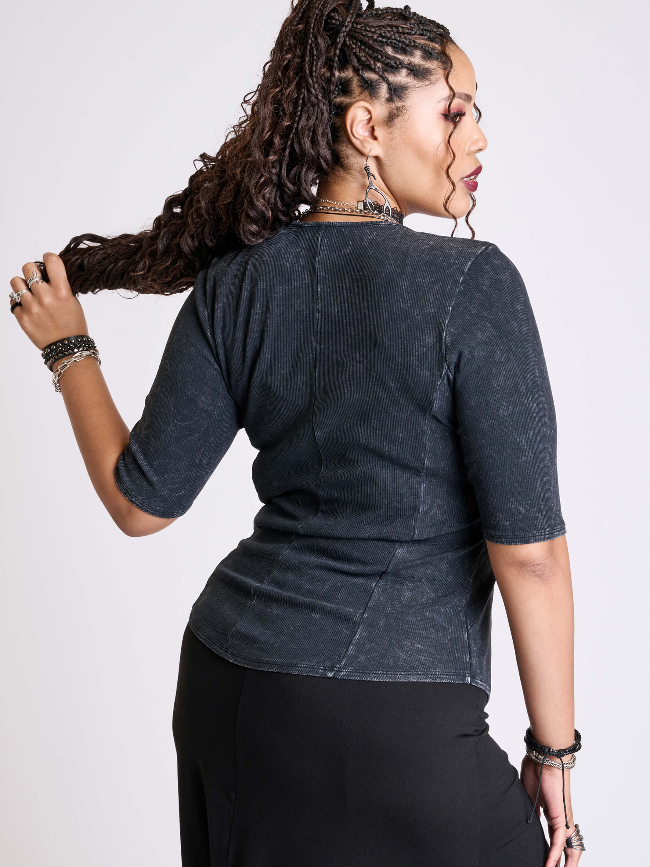 Distressed Sweetheart Top – Midnight Hour