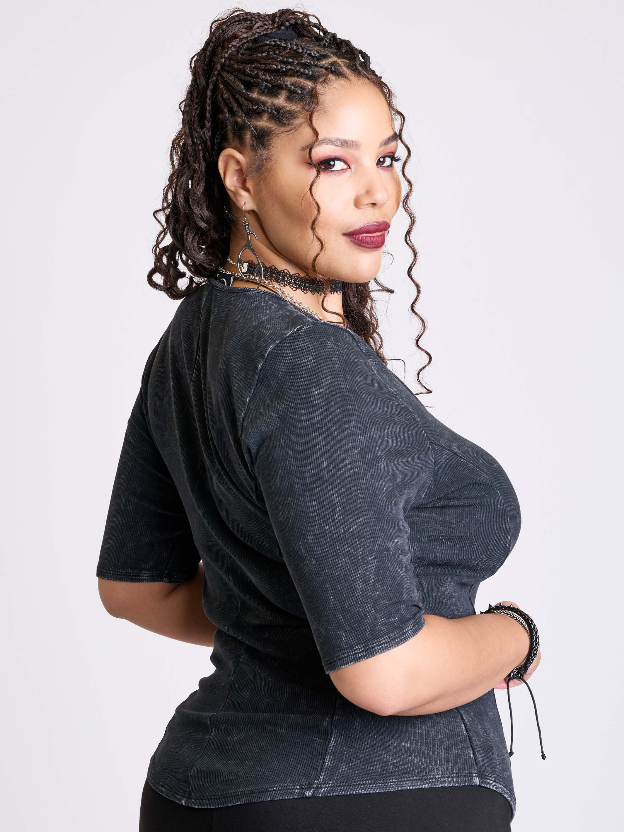Distressed Sweetheart Top – Midnight Hour