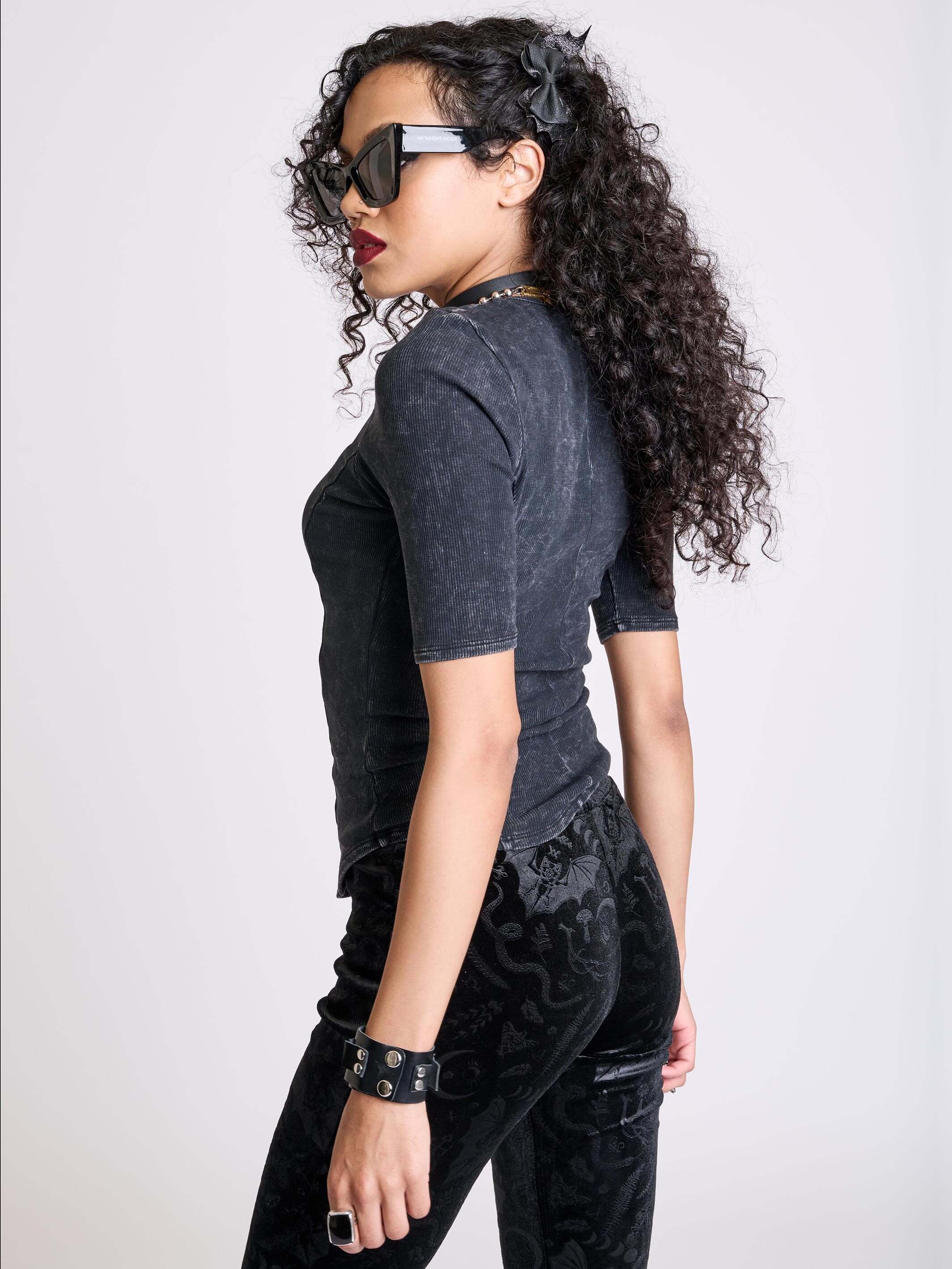 Distressed Sweetheart Top – Midnight Hour