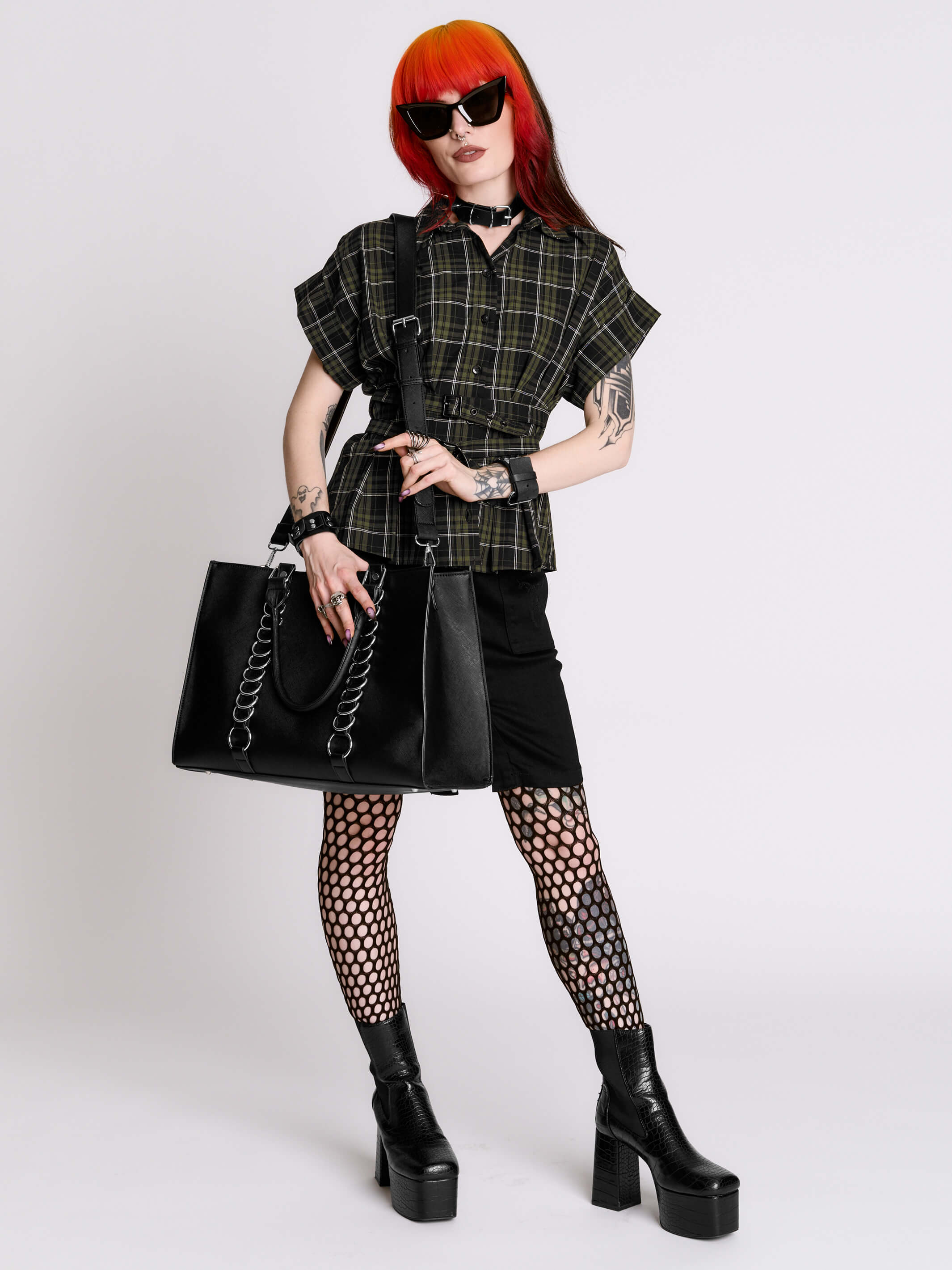 Dominion Laptop Bag by Midnight Hour – Black Gothic Work Tote with