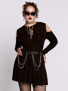 Cold Shoulder Lace Up Dress