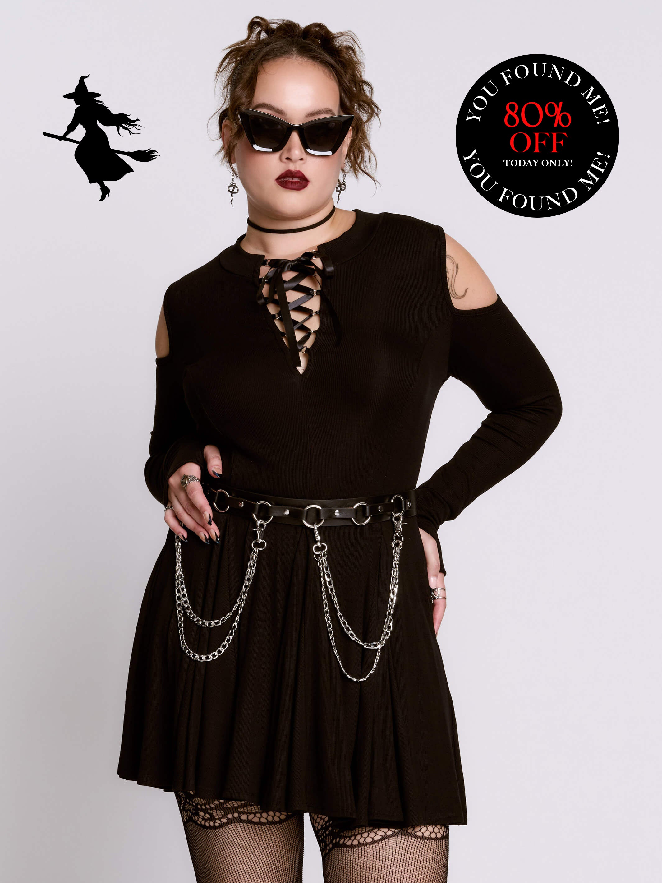 WITCHHUNT WEDNESDAY YOU FOUND ME! COLD SHOULDER DRESS