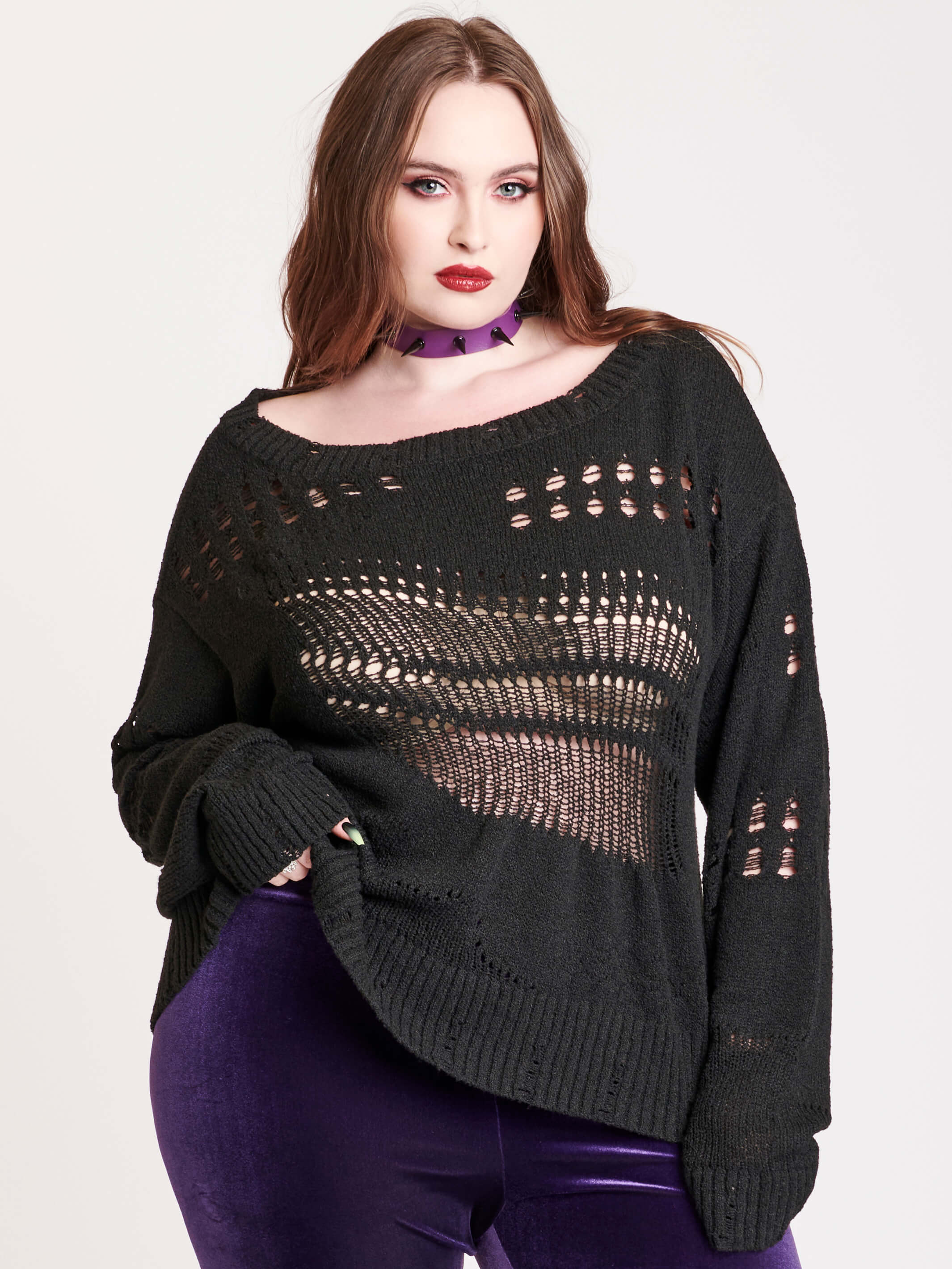 Drop Stitch Distressed Sweater – Midnight Hour