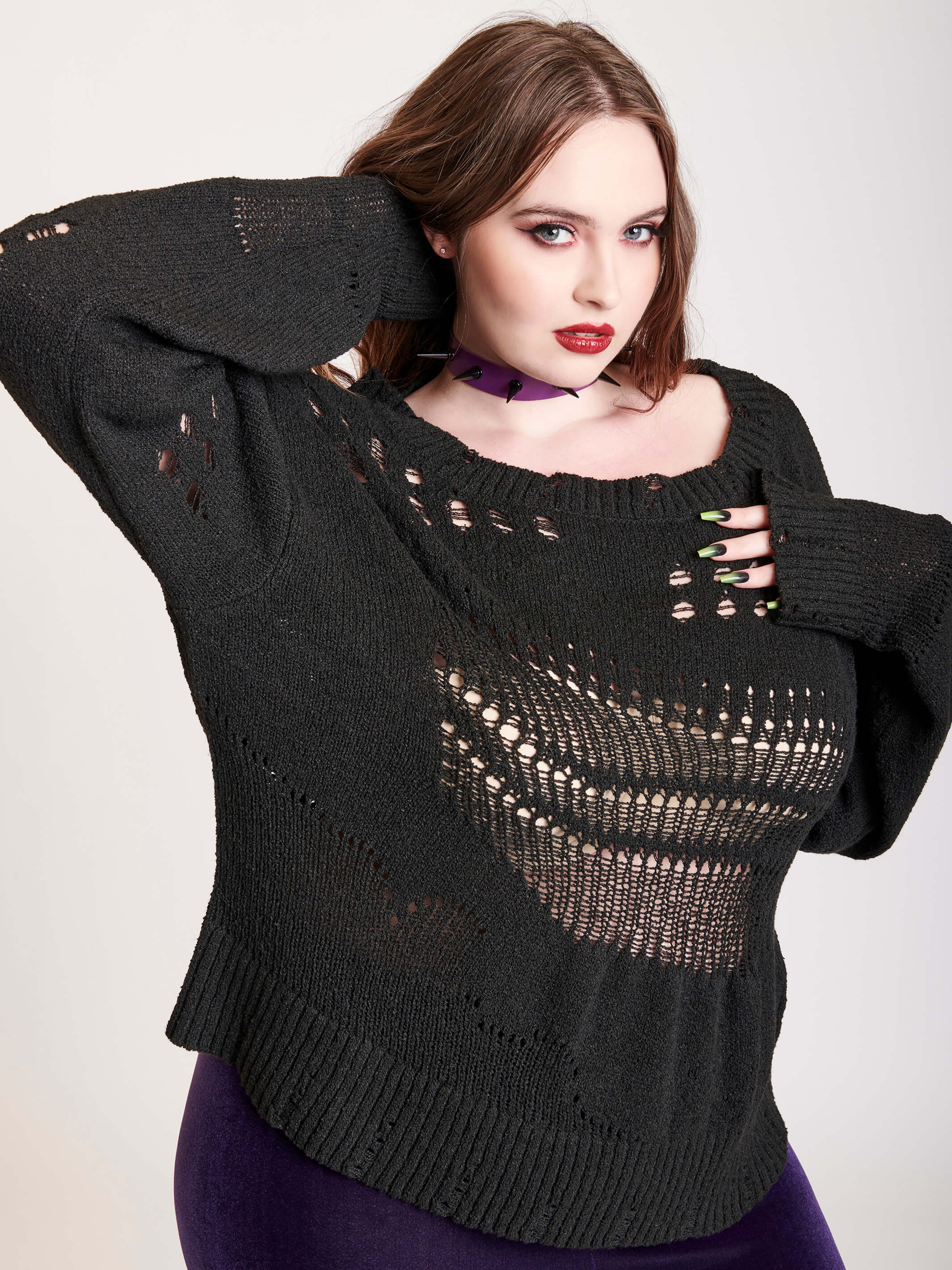 Drop Stitch Distressed Sweater – Midnight Hour