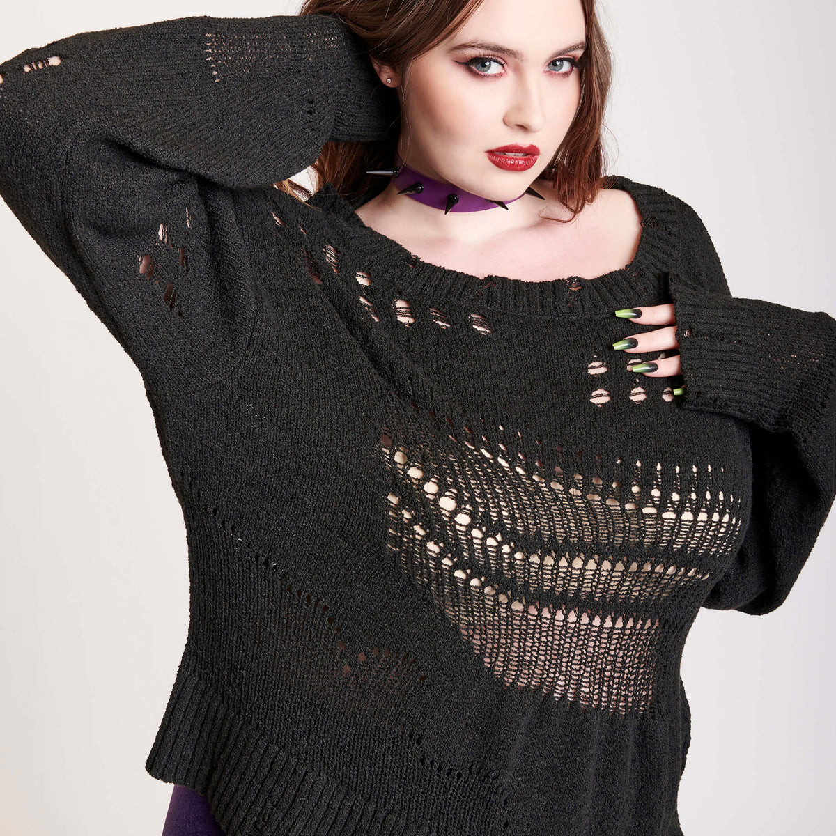 StitchDrop Mesh Squeeze Sweater main image 1