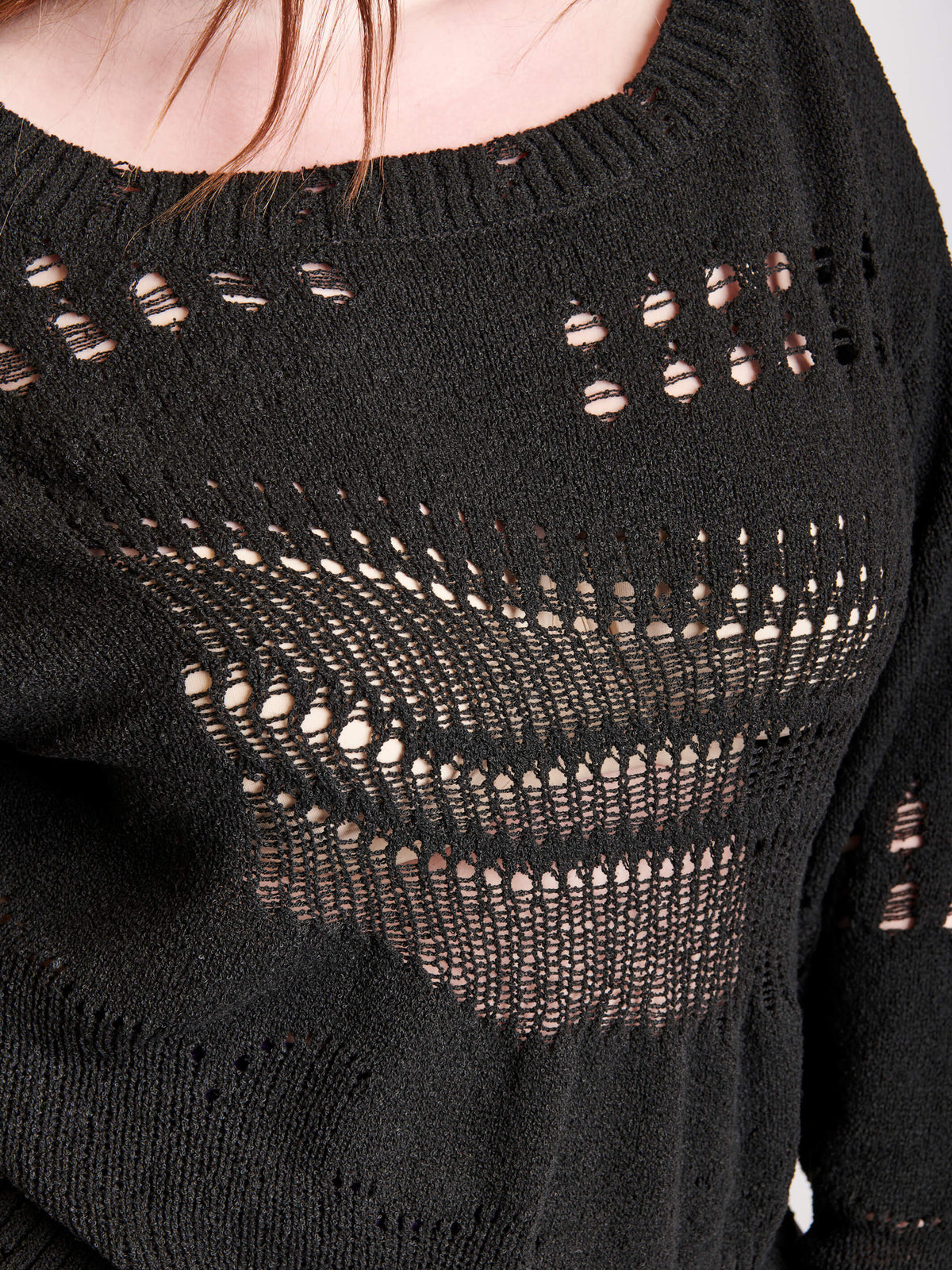 Black Sweater with drop stitch details