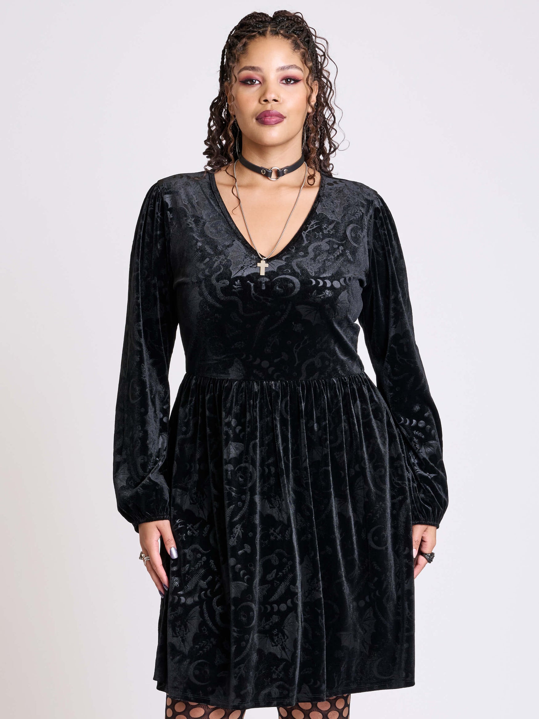 FRV Black plus size moonlight long sleeve maxi dress - Stanton main image 1