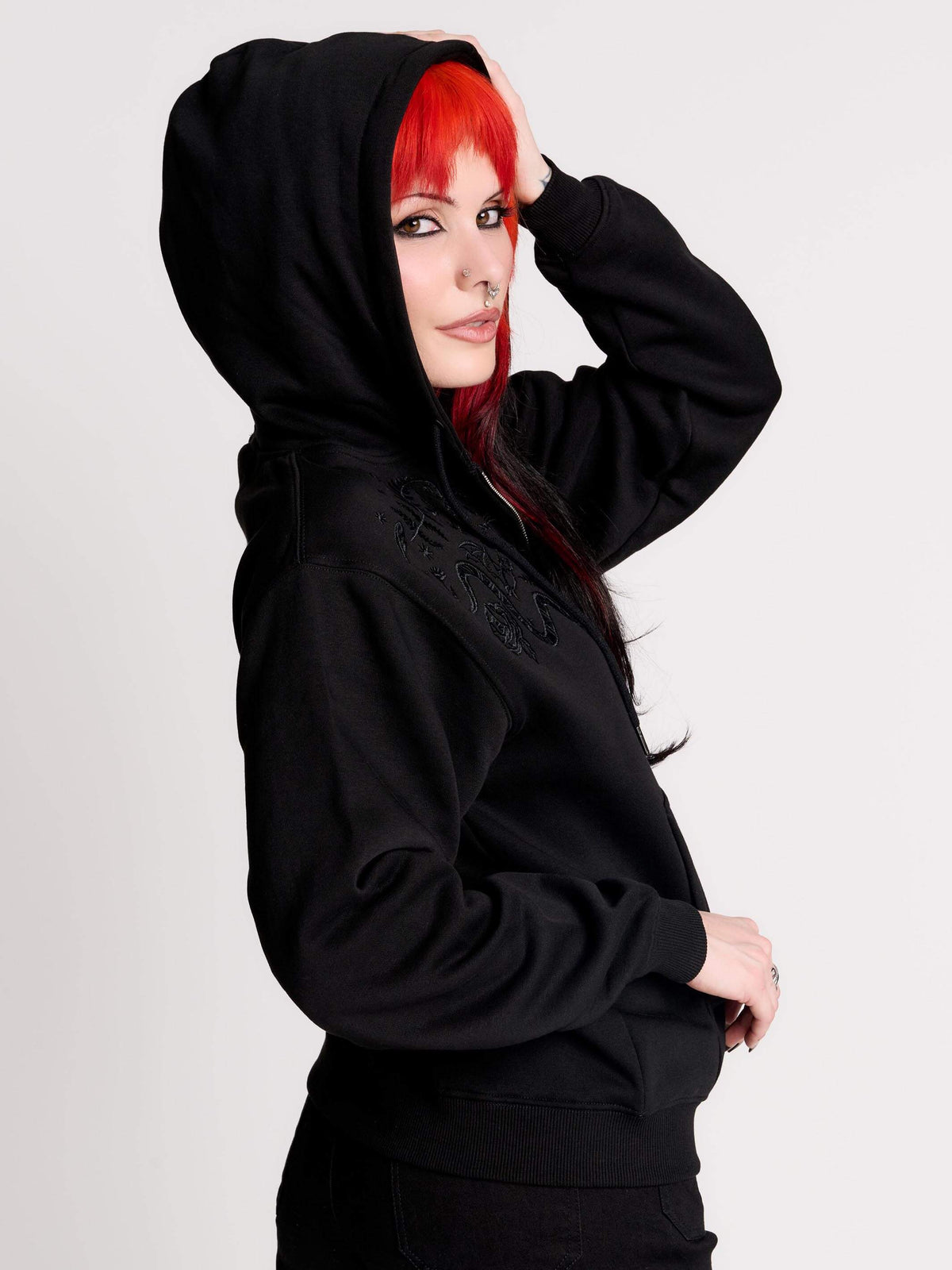 embroidered relic zip up hoodie