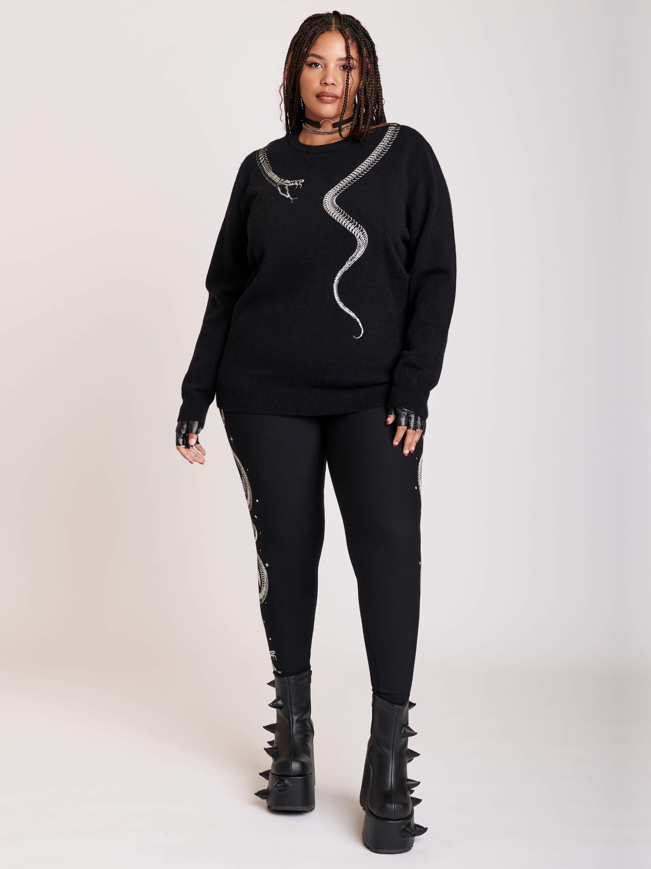 Embroidered Snake Sweater – Midnight Hour