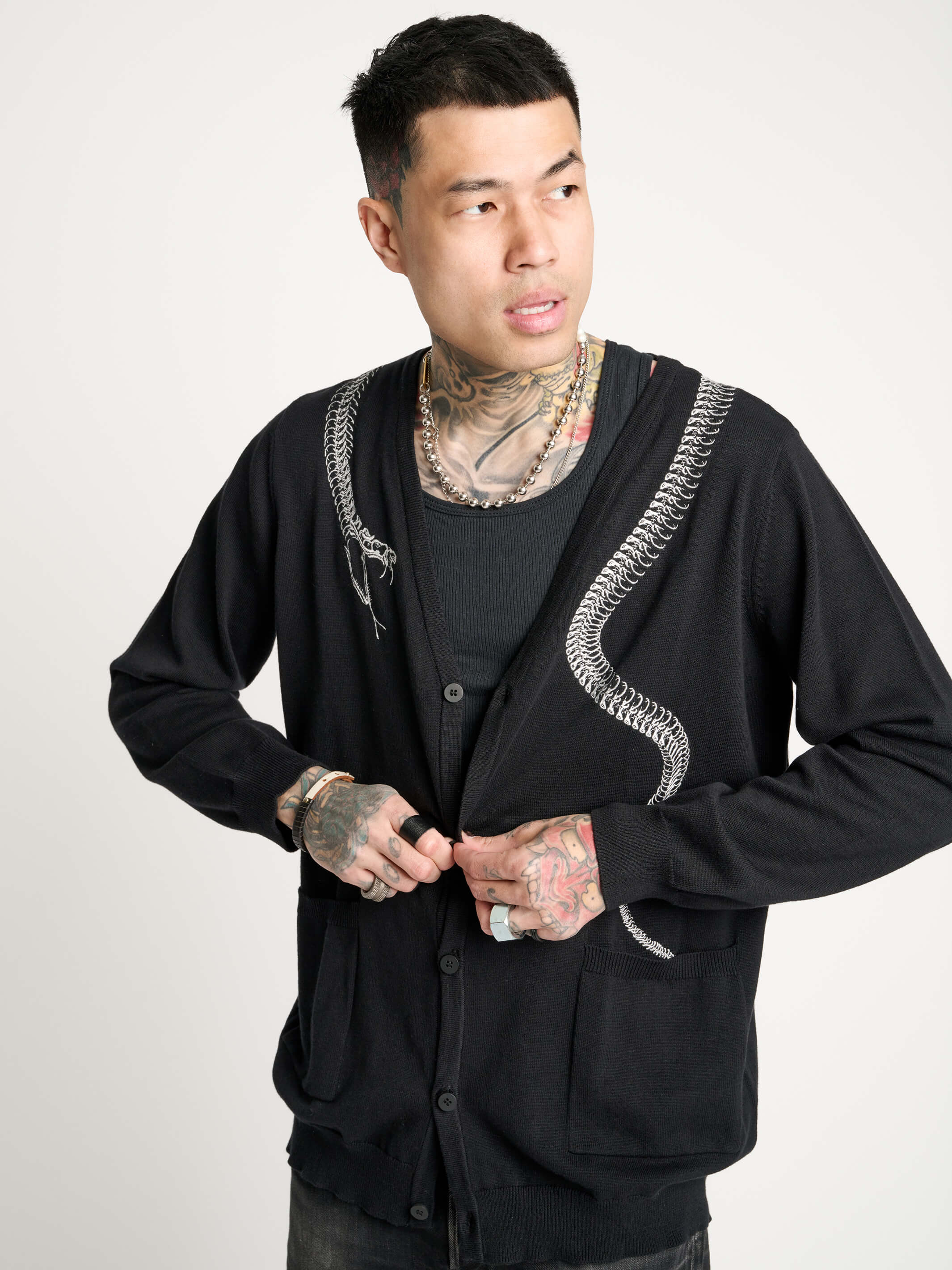 Embroidered snake cardigan