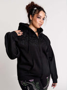 embroidered relic zip up hoodie