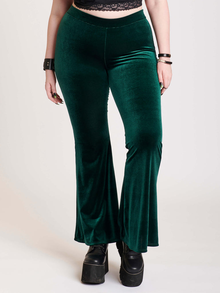 Emerald Velvet Flared Legging