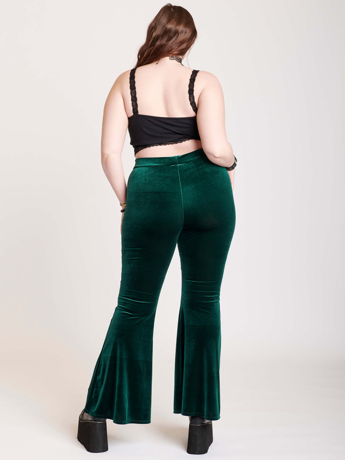 Emerald velvet flared legging