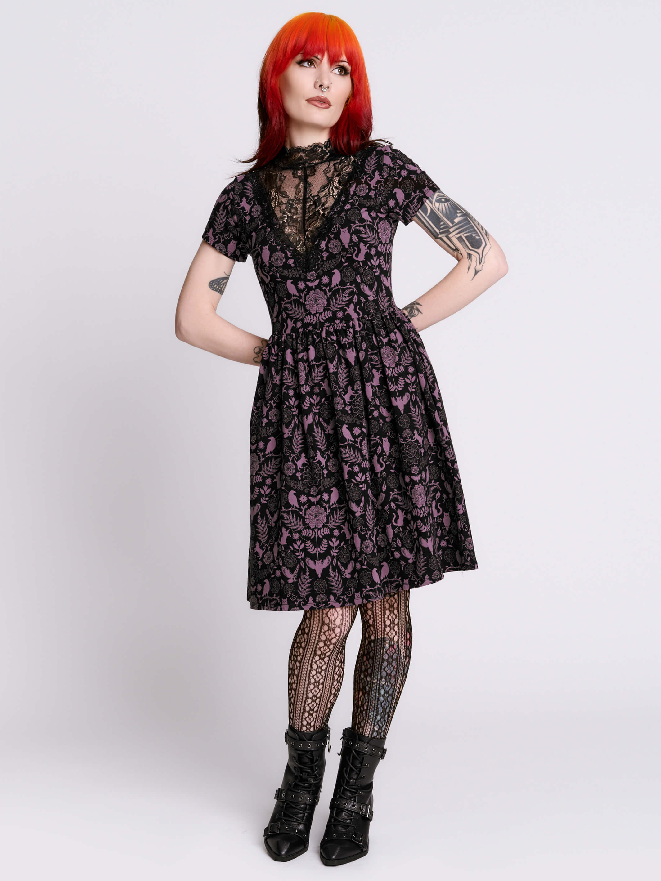 Folklore Lace Skater Dress Gothic Pocket Skater Dress LG / Folklore Folklore Lace Skater Dress Gothic Pocket Skater Dress LG / Folklore