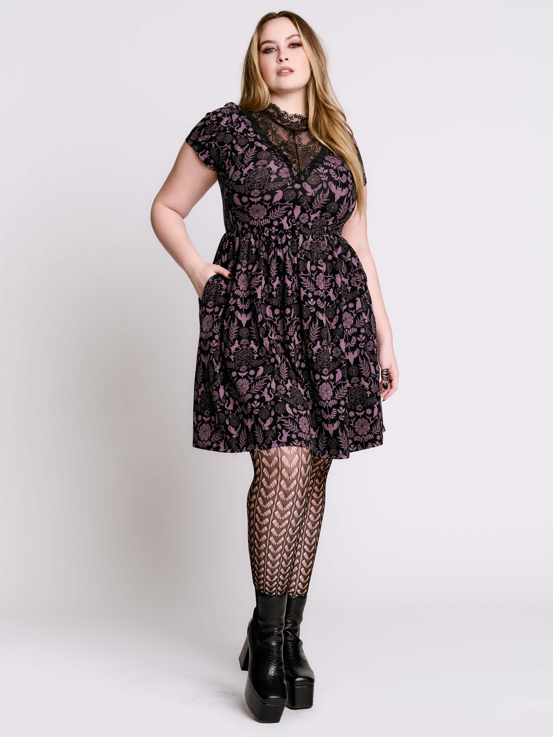 black lace skater dress plus size Plus Size - Midi Lace Skater Dress