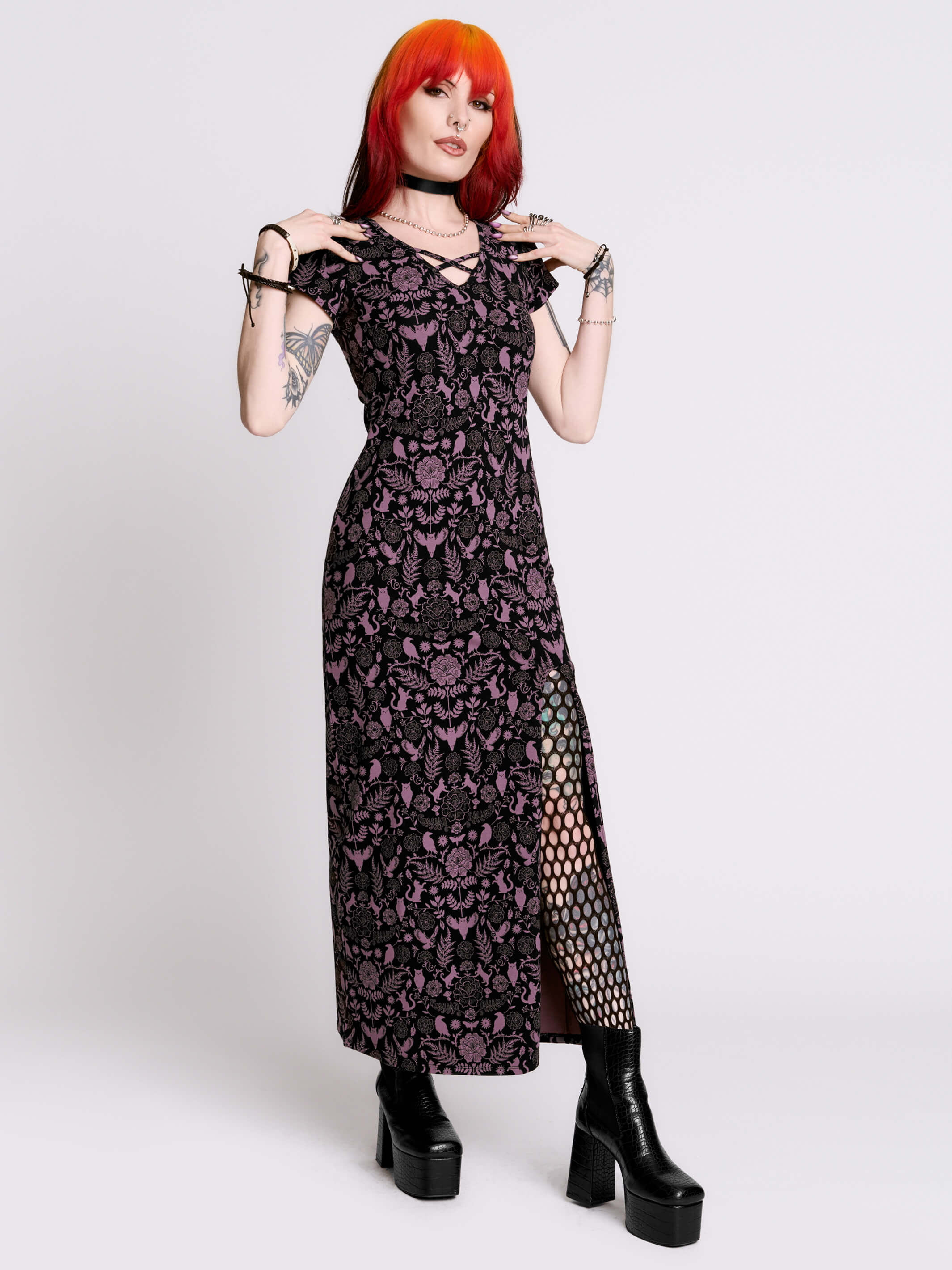 Folklore Maxi Dress Goth V-Neck Maxi with Front Slit XL / Folklore Folklore Maxi Dress Goth V-Neck Maxi with Front Slit XL / Folklore