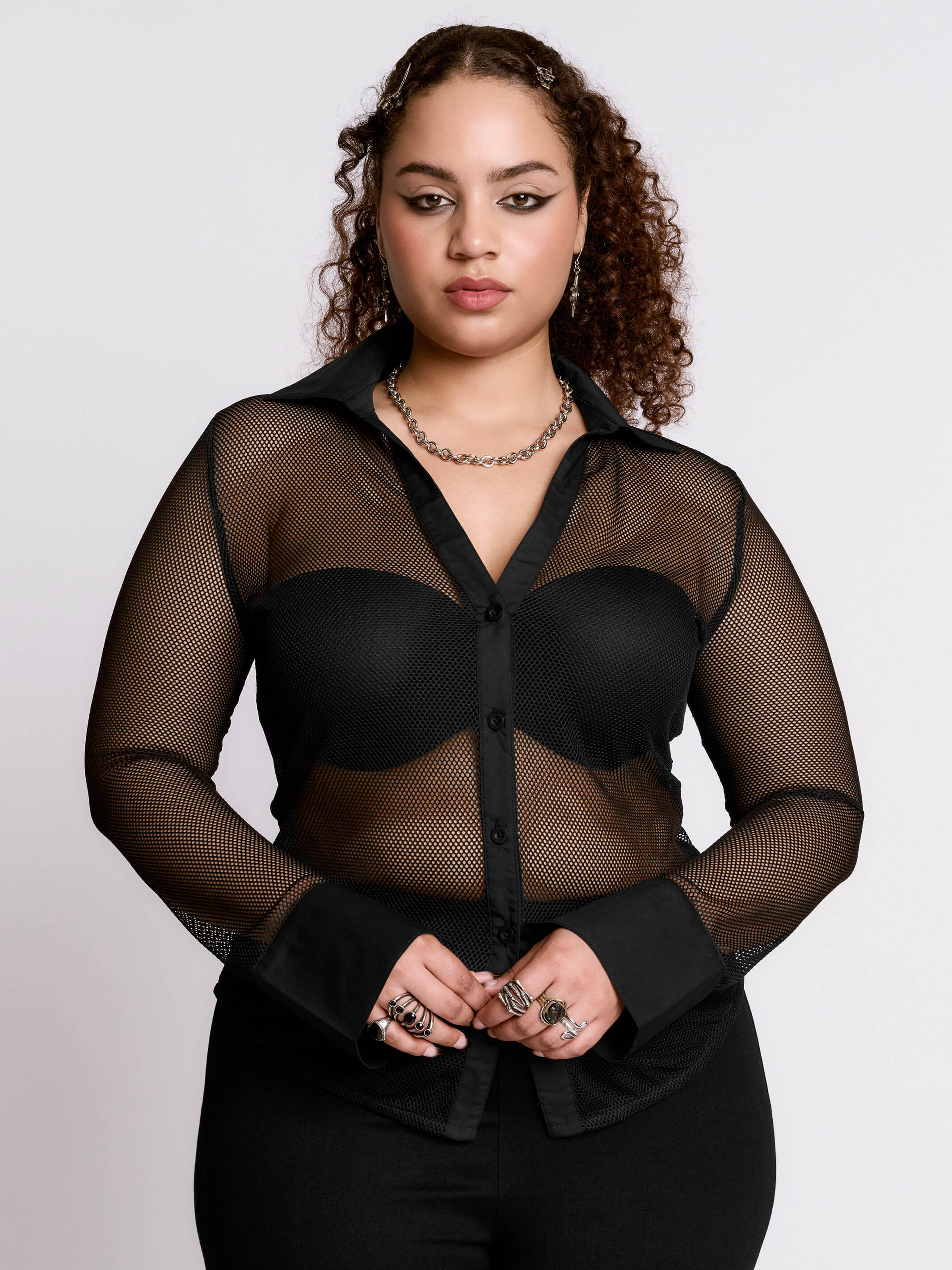 FISHNET BUTTON UP SHIRT