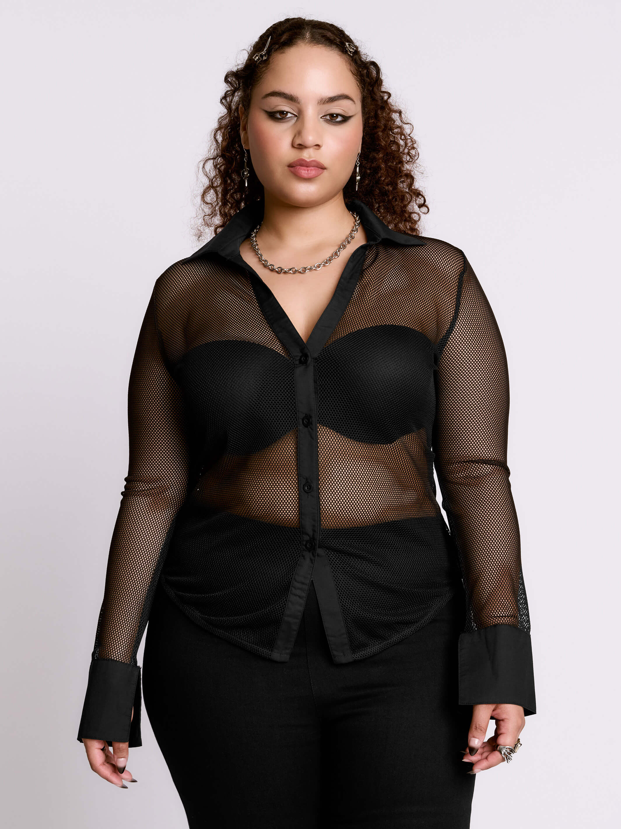 FISHNET BUTTON UP SHIRT