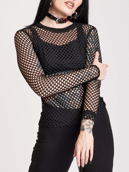 cute clothes for women fish nets Buy The Women's Long Sleeve Fishnet Top by Midnight Hour – Midnight Hour
