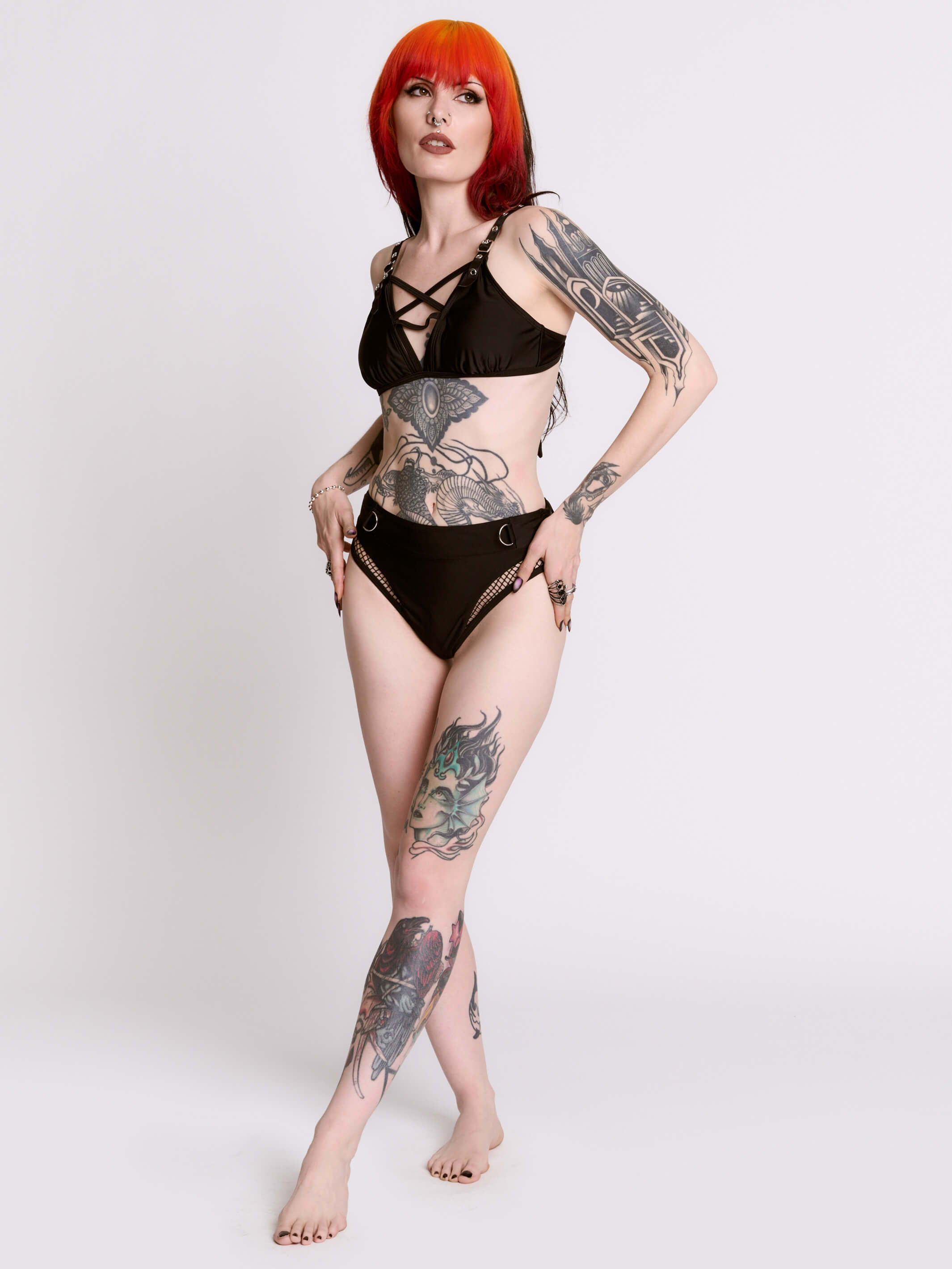 Fishnet Cut Out Swim Bottom