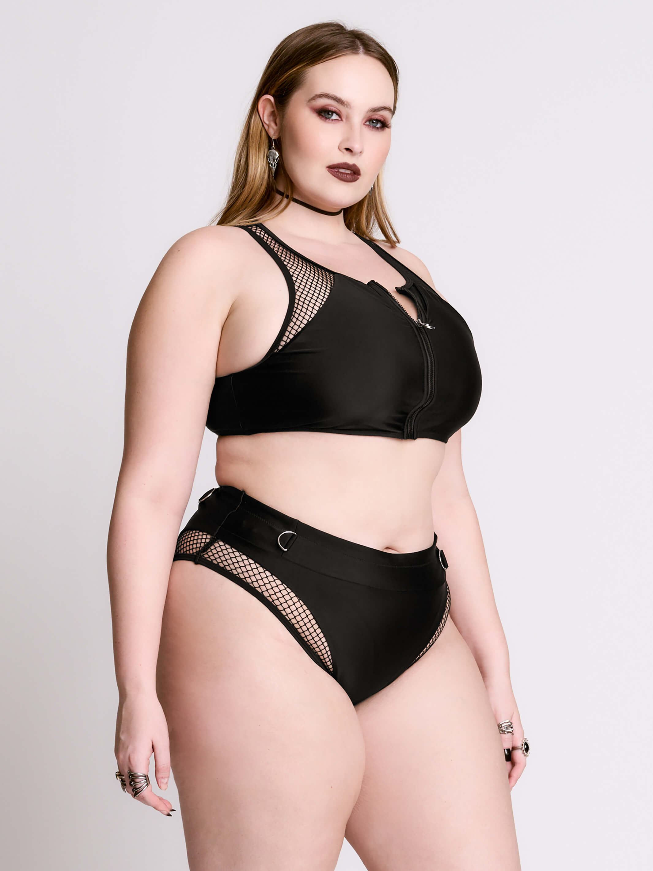 Fishnet Cut Out Swim Bottom