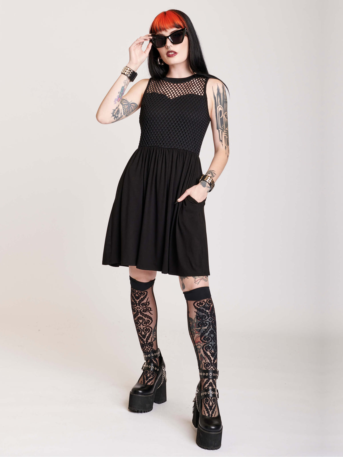 Fishnet black dress