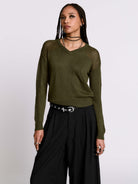 Army Green Fishnet Sweater