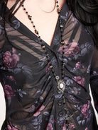 Floral Print Mesh Button up Shirt