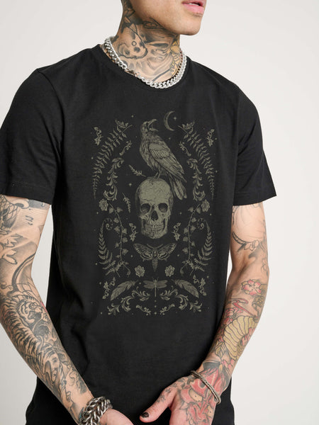 Gilded Age T-shirt by Midnight Hour – Gothic Skull & Raven Graphic