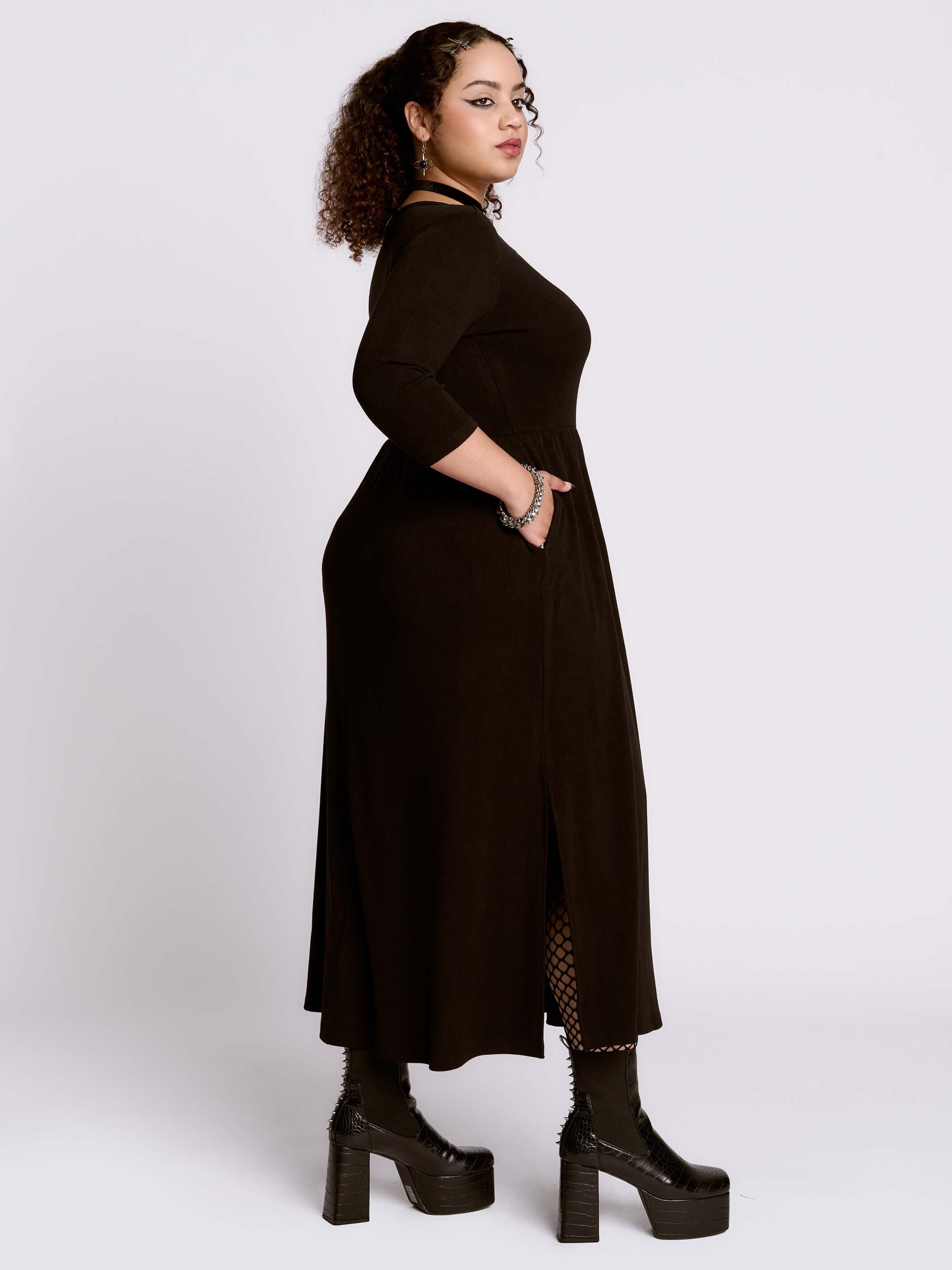 Black Henley sweater dress