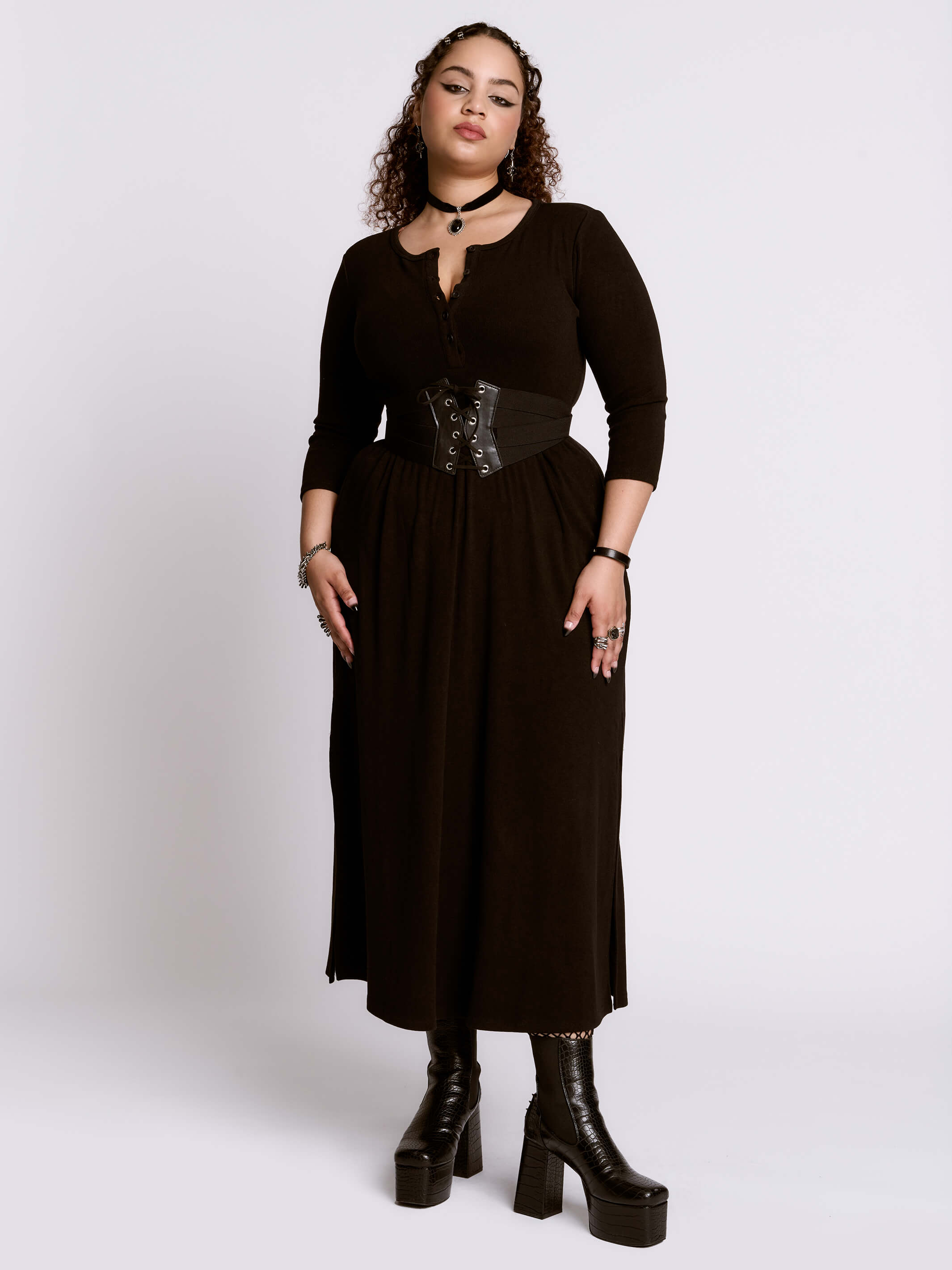henley flared corset dress Fleur du Mal Henley Flared Corset Dress