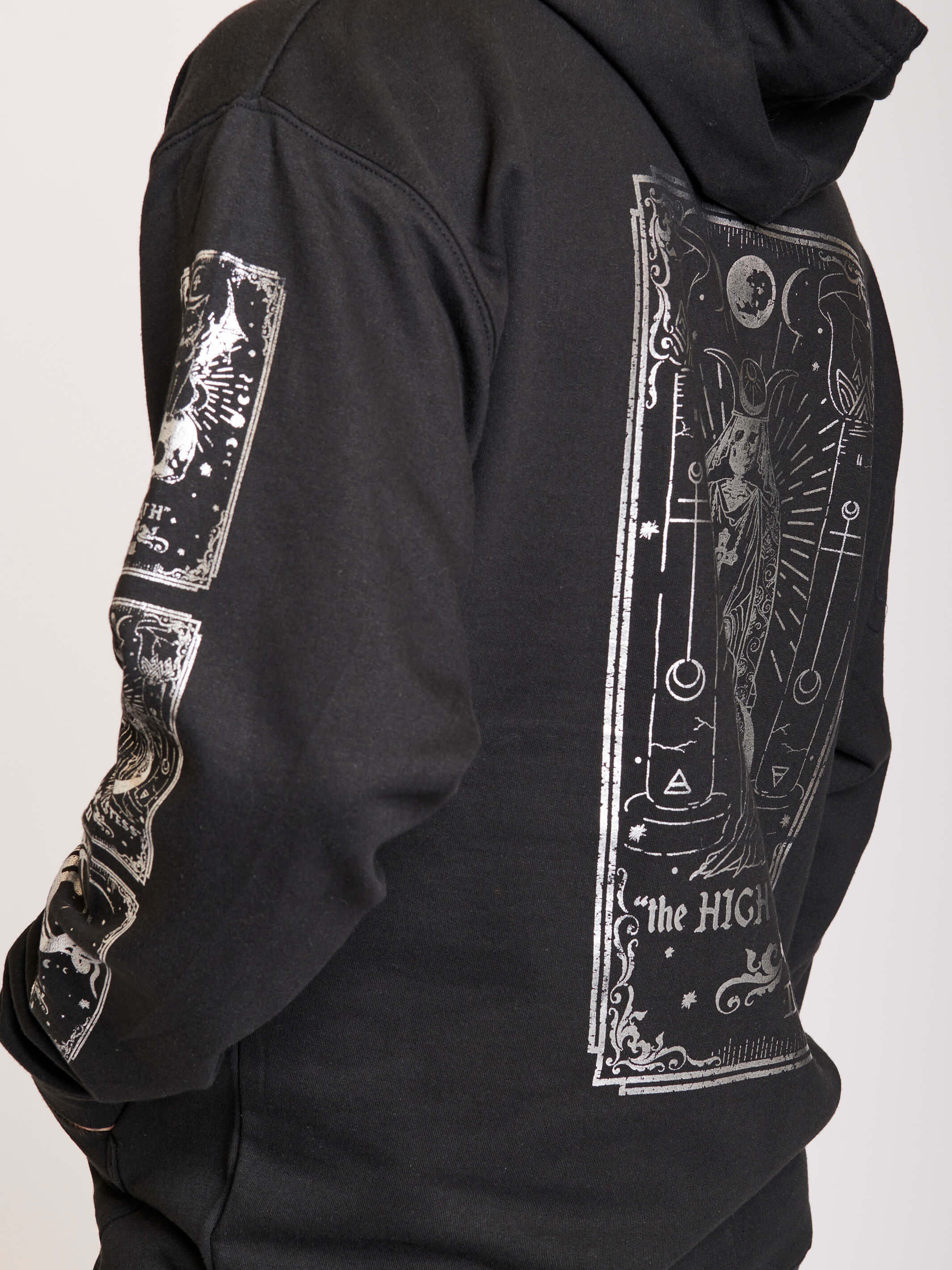 High Priestess silver foil hoodie