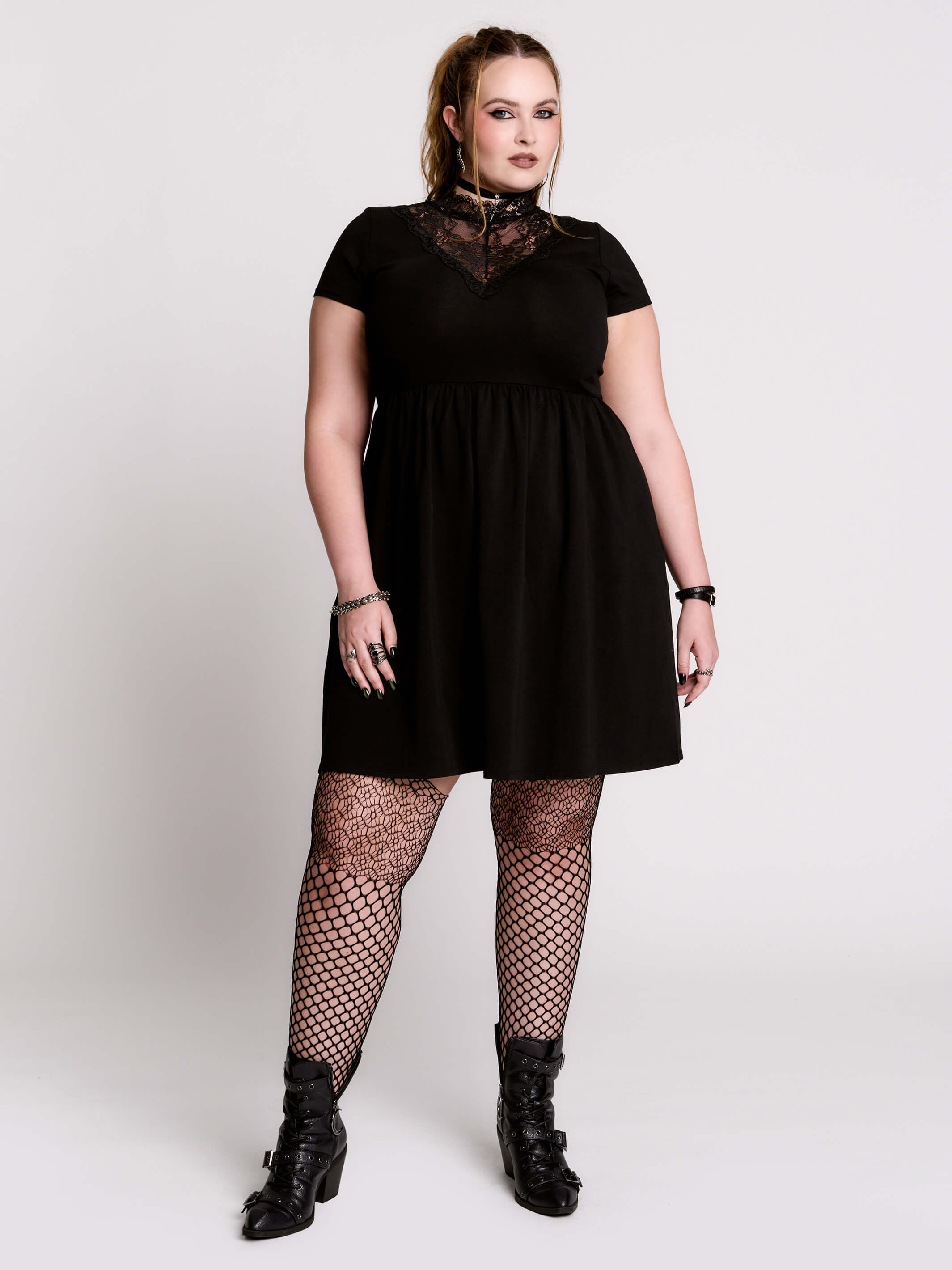 Victorian Lace Skater Dress 3XL / Black