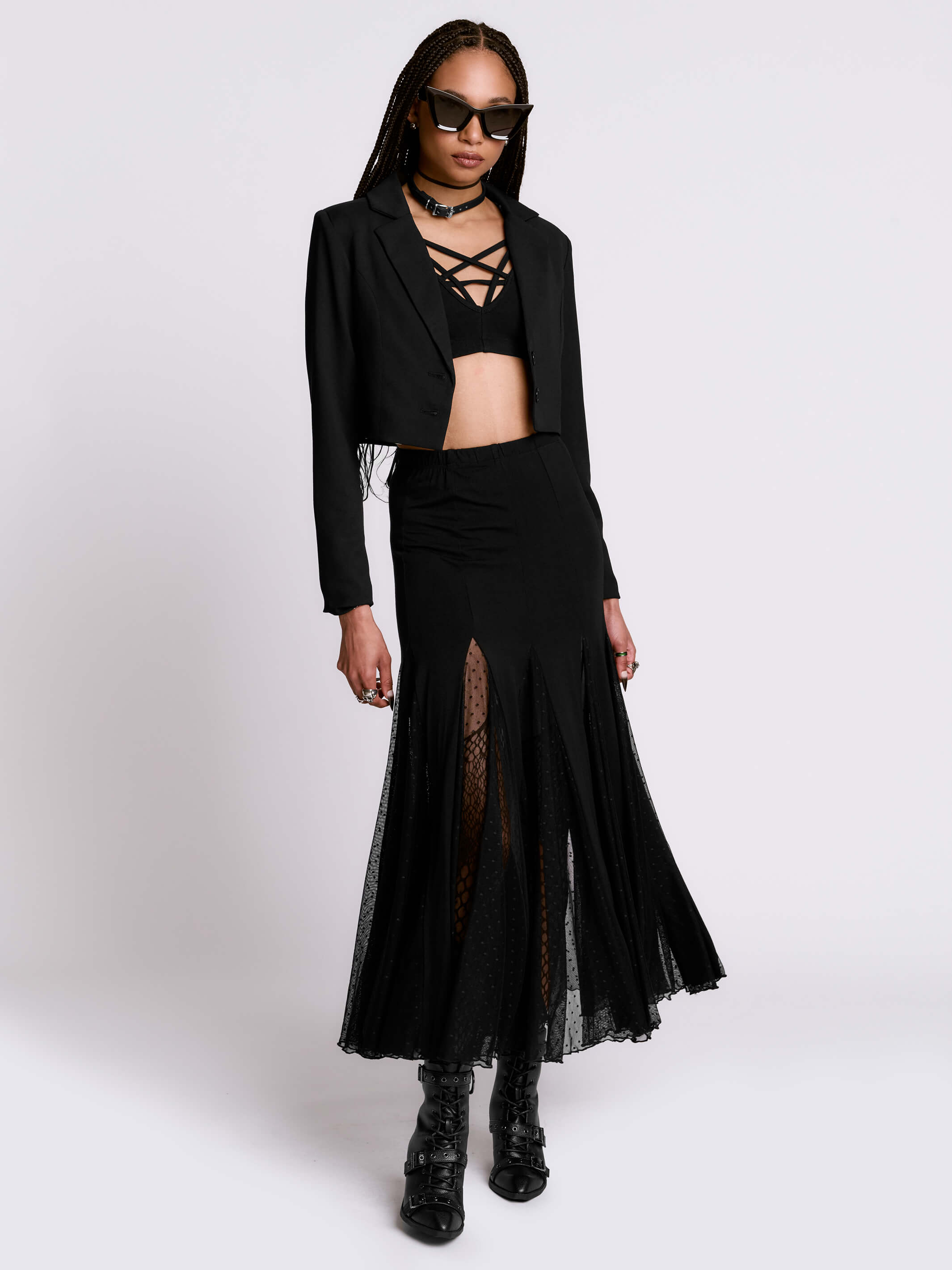 Lace Up Crop Blazer – Midnight Hour
