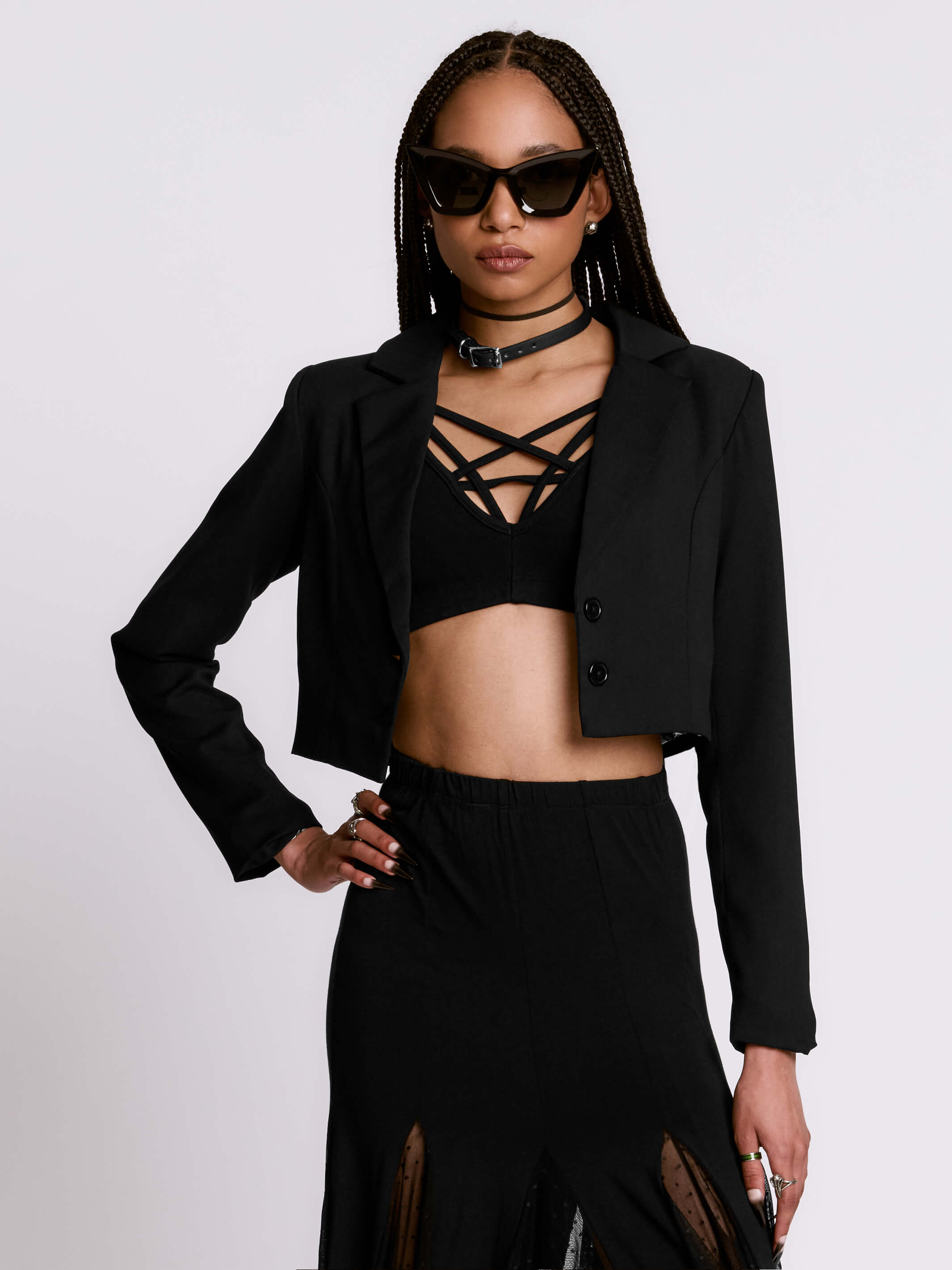 Lace Up Crop Blazer – Midnight Hour
