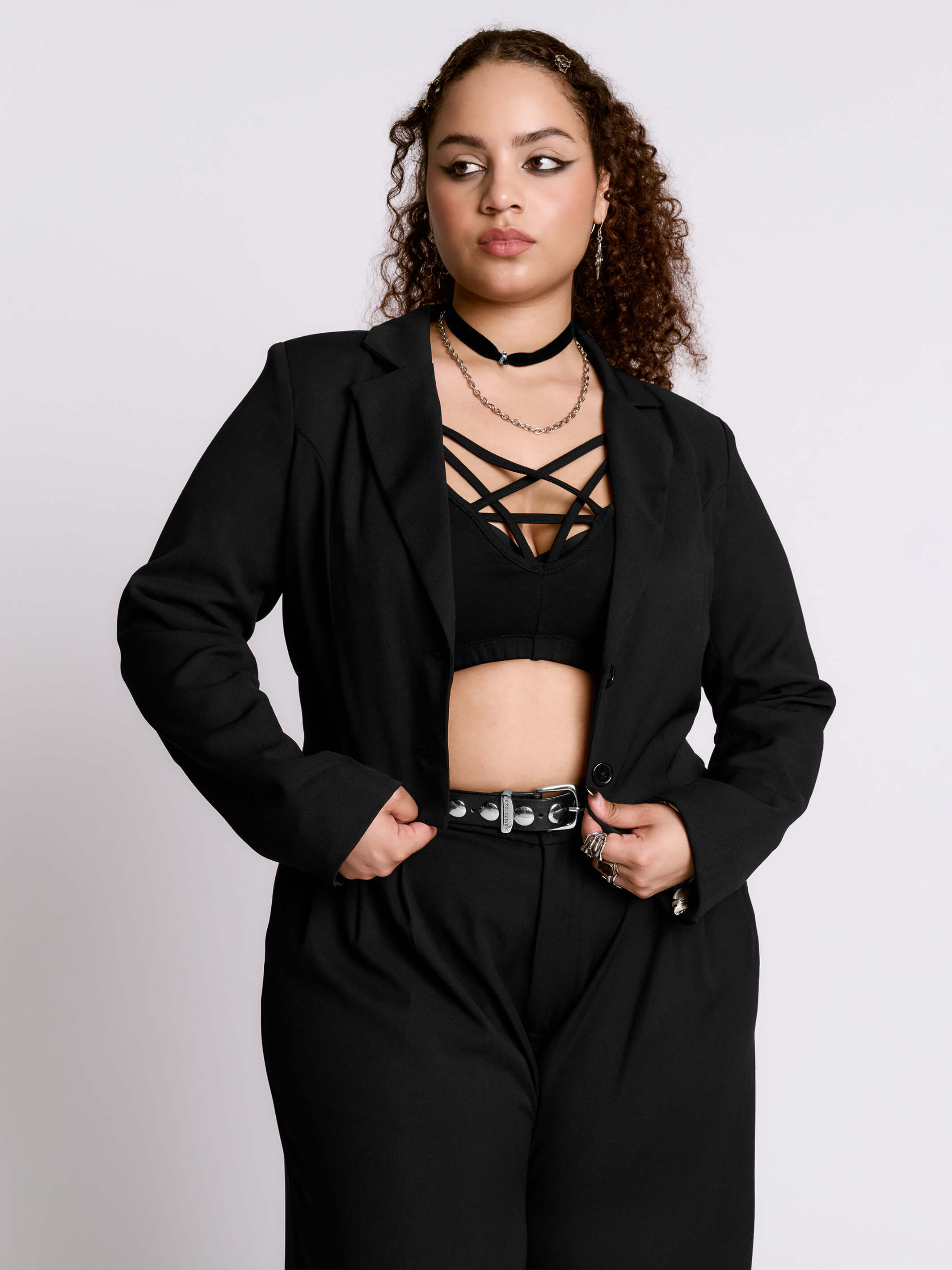 Lace Up Crop Blazer | Gothic Cropped Jacket with Corset Back
