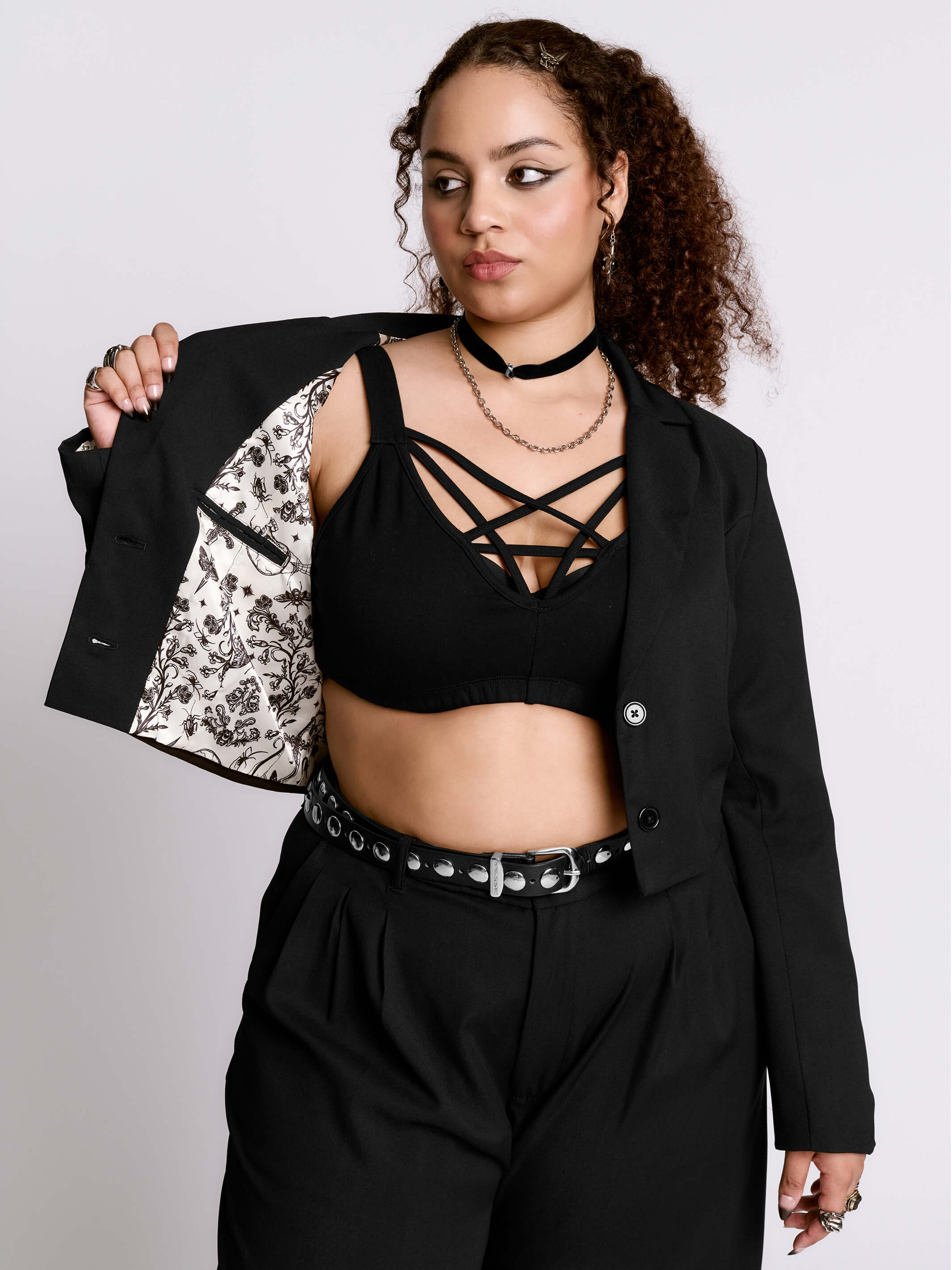 Lace Up Crop Blazer | Gothic Cropped Jacket with Corset Back